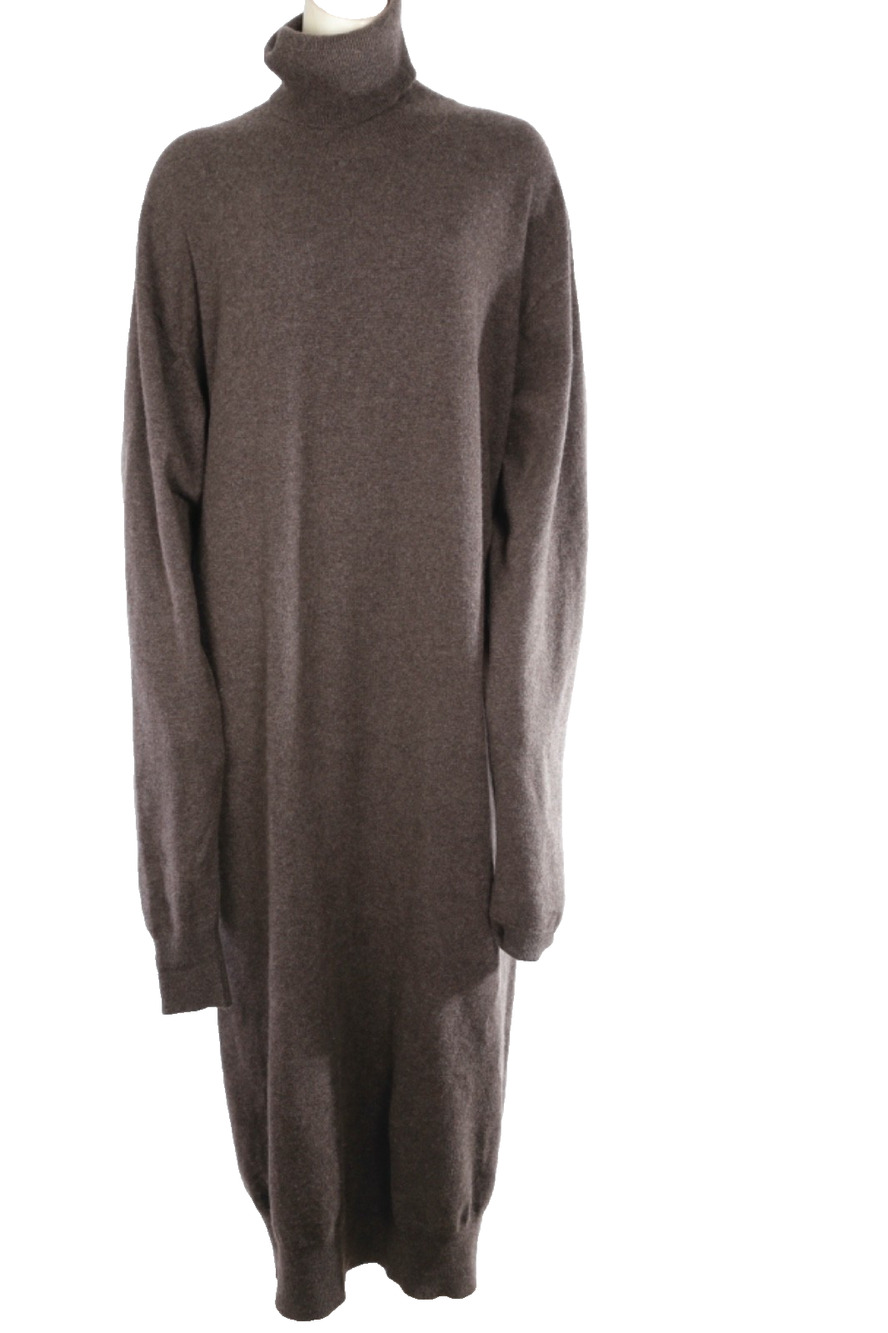 RAEY Recycled Cashmere Long Sleeve Roll-Neck Maxi Sweater Dress Brown NWT Size S
